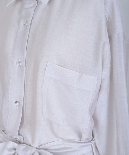 NINE（ナイン）の「シースルーシャツワンピース（ワンピース/ドレス・レディース・オフベージュ/ブラック系）」の7枚目の写真