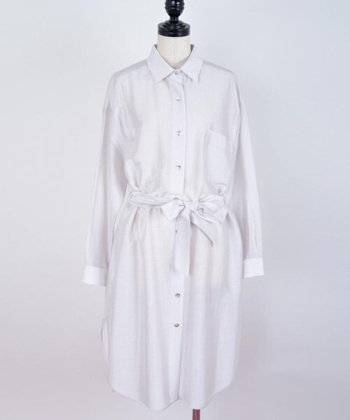 NINE（ナイン）の「シースルーシャツワンピース（ワンピース/ドレス・レディース・オフベージュ/ブラック系）」の3枚目の写真