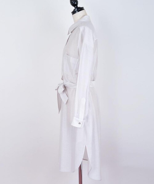 NINE（ナイン）の「シースルーシャツワンピース（ワンピース/ドレス・レディース・オフベージュ/ブラック系）」の4枚目の写真