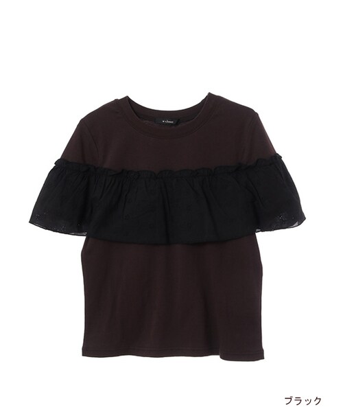 w closet（ダブルクローゼット）の「刺繍フリル付きTシャツ（トップス・レディース・オフホワイト/グレー/レッド/ブラック・FREE）」の2枚目の写真