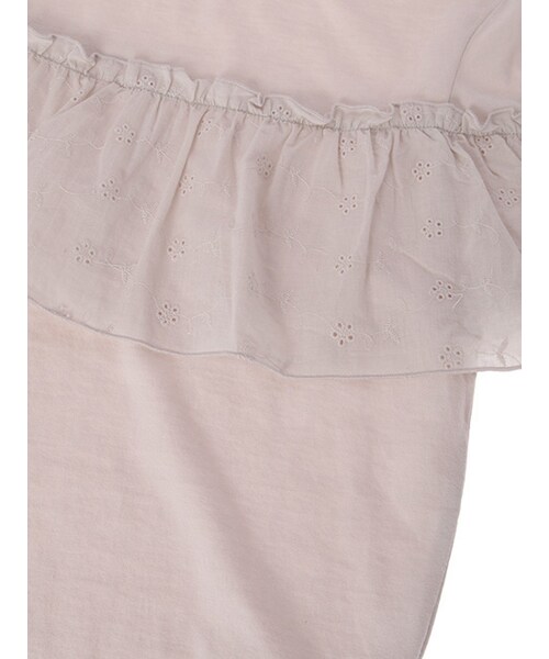 w closet（ダブルクローゼット）の「刺繍フリル付きTシャツ（トップス・レディース・オフホワイト/グレー/レッド/ブラック・FREE）」の9枚目の写真