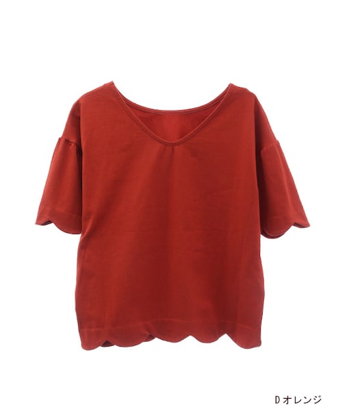 w closet（ダブルクローゼット）の「スカラップ2wayTシャツ（トップス・レディース・オフホワイト/グレー/Dオレンジ/ブラック・FREE）」の4枚目の写真