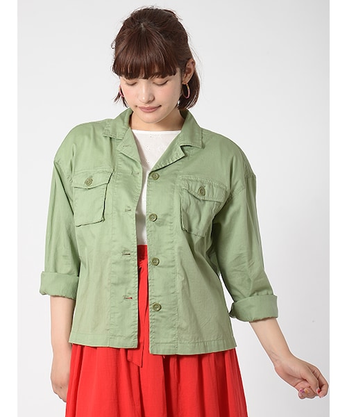 w closet（ダブルクローゼット）の「スリット入りミリタリーシャツ（トップス・レディース・Lカーキ/ベージュ・FREE）」の3枚目の写真