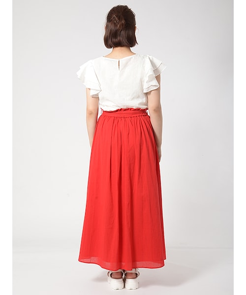 w closet（ダブルクローゼット）の「リボン付きコットンロングスカート（スカート・レディース・ピンク/ラベンダー/レッド・FREE）」の6枚目の写真