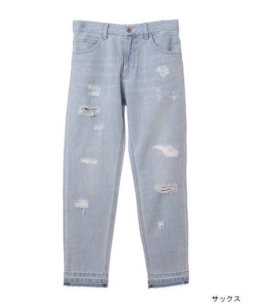 w closet(ダブルクローゼット)の「ダメージデニムパンツ(パンツ・レディース・サックス/ブルー・FREE)」の1枚目の写真