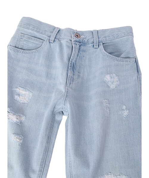 w closet(ダブルクローゼット)の「ダメージデニムパンツ(パンツ・レディース・サックス/ブルー・FREE)」の6枚目の写真