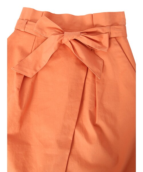 w closet（ダブルクローゼット）の「リボン付きラップ風スカート（スカート・レディース・Dベージュ/オレンジ/カーキ・FREE）」の7枚目の写真