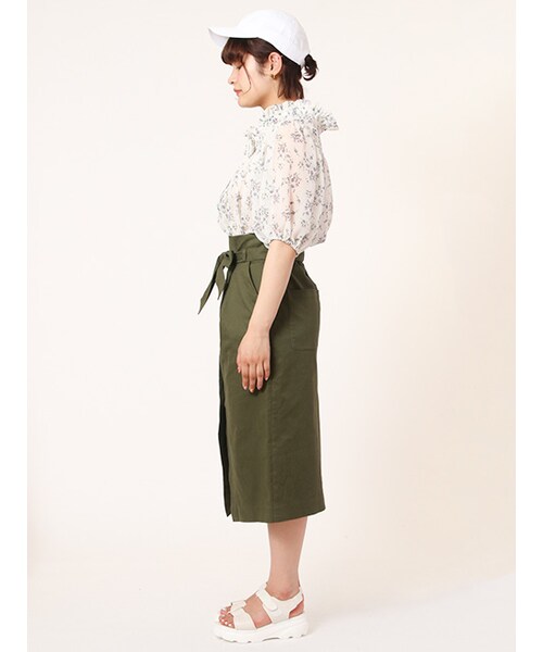 w closet（ダブルクローゼット）の「リボン付きラップ風スカート（スカート・レディース・Dベージュ/オレンジ/カーキ・FREE）」の5枚目の写真