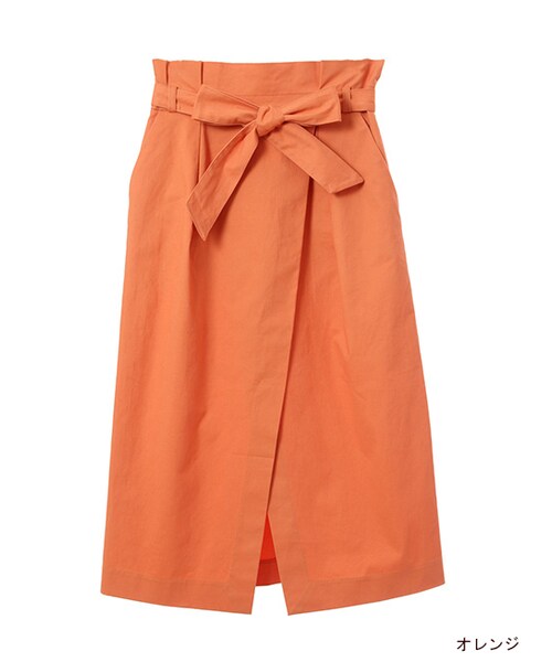 w closet（ダブルクローゼット）の「リボン付きラップ風スカート（スカート・レディース・Dベージュ/オレンジ/カーキ・FREE）」の3枚目の写真