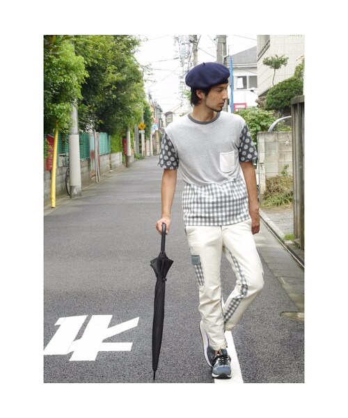 NIRAME.CO（ニラメッコ）の「とっても気持T 　グレー×ドット×チェック（Tシャツ/カットソー・メンズ・その他）」の2枚目の写真