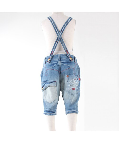 BOOFOOWOO（ブーフーウー）の「キッズサイズ吊り紐付きデニムハーフパンツ（その他・キッズ・ライトインディゴ・90/100/110/120/130）」の5枚目の写真