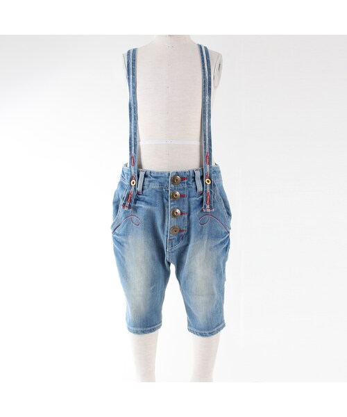 BOOFOOWOO（ブーフーウー）の「キッズサイズ吊り紐付きデニムハーフパンツ（その他・キッズ・ライトインディゴ・90/100/110/120/130）」の3枚目の写真