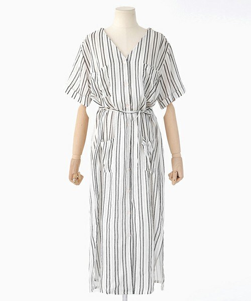 DHOLIC（ディーホリック）の「2WAYストライプロングワンピース（ワンピース・レディース・ダークレッド/ブラック・FREE）」の2枚目の写真