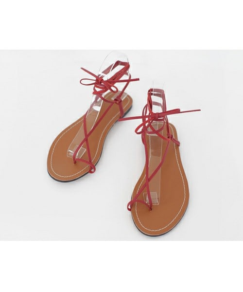 DHOLIC（ディーホリック）の「ロングストラップレースアップサンダル（サンダル・レディース・ホワイト/ブラウン/レッド/シルバー/ブラック・230/235/240/245/250）」の4枚目の写真