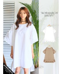 KORMARCH | バックタックラッフルドレス(ワンピース)