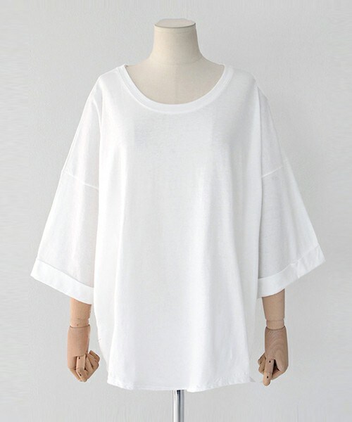 DHOLIC（ディーホリック）の「ロールアップスリーブTシャツ（Tシャツ/カットソー・レディース・ブラック/ピンクトーン/ミックスグレー/ホワイト/パープル・FREE）」の2枚目の写真