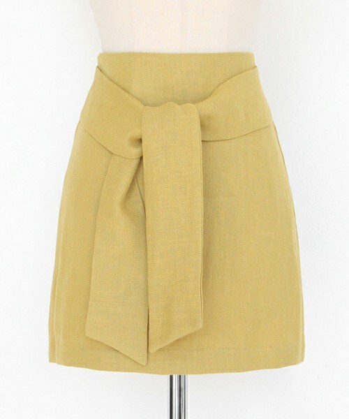 DHOLIC（ディーホリック）の「フロントタイAラインリネンミニスカート（スカート・レディース・ホワイトアイボリー/ライム・Ｓ/M）」の2枚目の写真