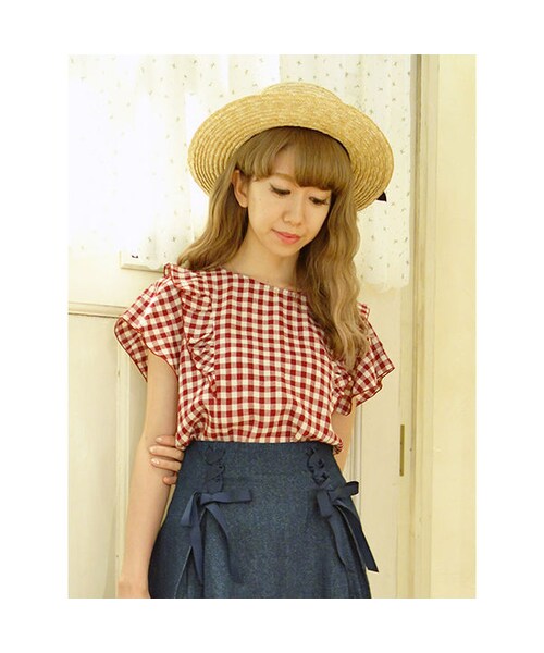 F i.n.t（フィント）の「ギンガムチェックフリル袖プルオーバーブラウス/F i.n.t（シャツ/ブラウス・レディース・その他）」の4枚目の写真