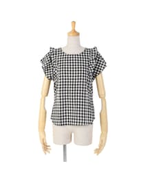 F i.n.t | ギンガムチェックフリル袖プルオーバーブラウス/F i.n.t(シャツ/ブラウス)