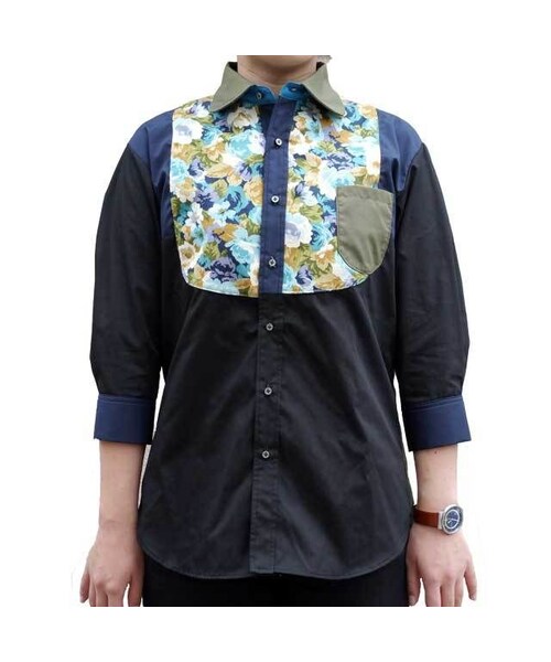 NIRAME.CO（ニラメッコ）の「ヨダレかけシャツ　花柄（シャツ/ブラウス・メンズ・その他）」の5枚目の写真