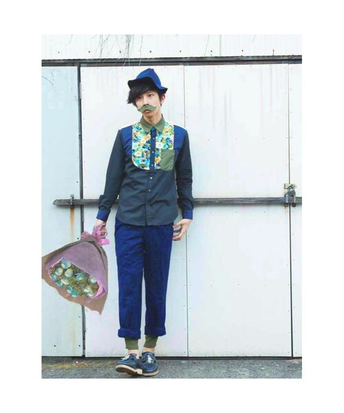 NIRAME.CO（ニラメッコ）の「ヨダレかけシャツ　花柄（シャツ/ブラウス・メンズ・その他）」の2枚目の写真