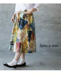 l'atelier du savon | l'atelier du savon(アトリエドゥサボン)  楊柳feeling printギャザースカート(スカート)