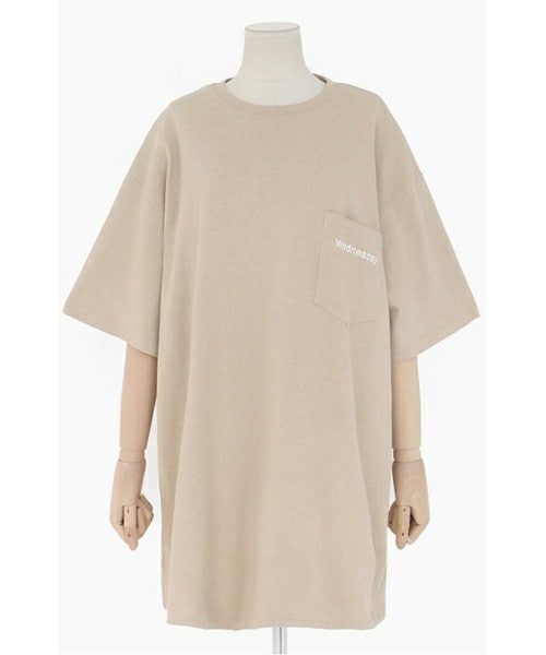 DHOLIC（ディーホリック）の「ユニークレタリング刺繍ビックTシャツ（Tシャツ/カットソー・レディース・ピンク/マスタード/ダークグリーン/ベージュ/ブラック/ホワイト/グレー・FREE）」の6枚目の写真