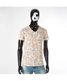 CALL&RESPONSE | スラブ花柄Vネック半袖TEE / 161-1324-05(Tシャツ/カットソー)