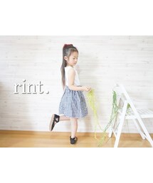 no brand | ＊ラスト１＊ギンガムチェック切替ワンピース　ネイビー《90》(ワンピース)