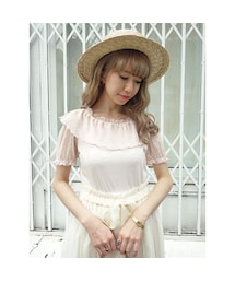 F i.n.t | ドットチュールフリル衿パフT/F i.n.t(Tシャツ/カットソー)