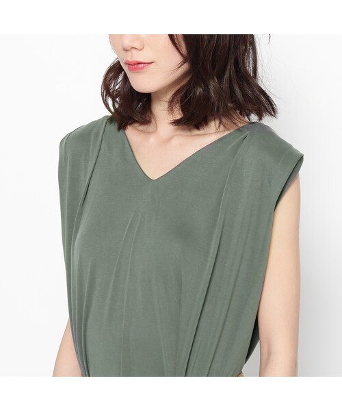 OZOC（オゾック）の「ベルト付サンドウォッシュミディワンピース（ワンピース/ドレス・レディース・ダークオリーブ/ブラック系/キャメル・その他）」の8枚目の写真