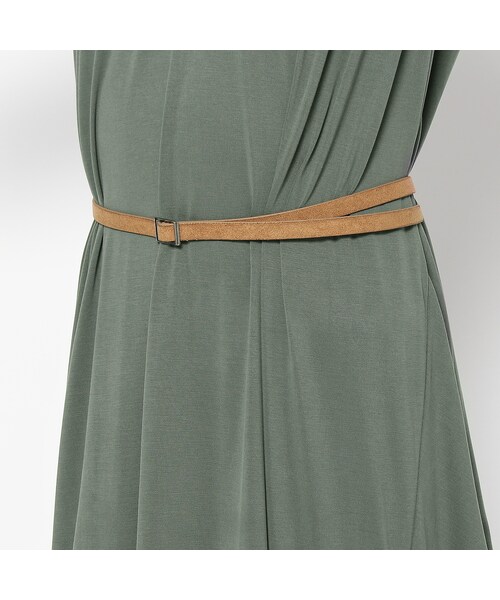 OZOC（オゾック）の「ベルト付サンドウォッシュミディワンピース（ワンピース/ドレス・レディース・ダークオリーブ/ブラック系/キャメル・その他）」の9枚目の写真