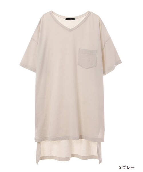 w closet(ダブルクローゼット)の「Vネックポケ付きビッグTシャツ(トップス・レディース・Sグレー/ラベンダー/レンガ/ブラック・FREE)」の2枚目の写真
