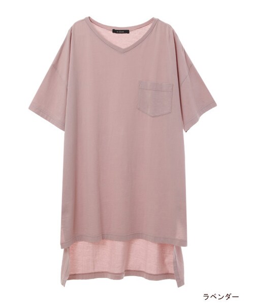 w closet(ダブルクローゼット)の「Vネックポケ付きビッグTシャツ(トップス・レディース・Sグレー/ラベンダー/レンガ/ブラック・FREE)」の3枚目の写真