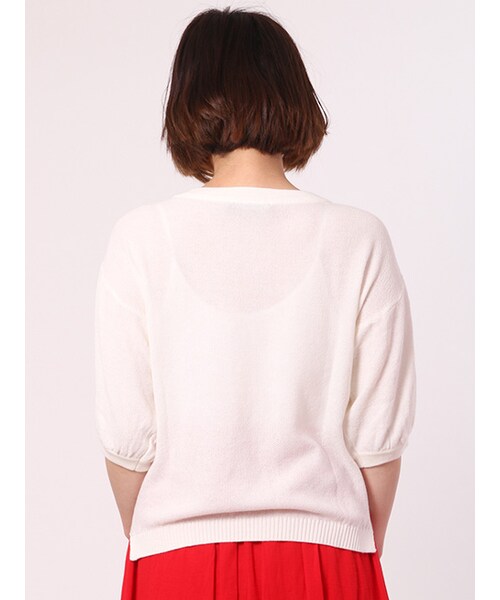 w closet（ダブルクローゼット）の「刺繍入りカノコ編みニット（トップス・レディース・オフホワイト/オレンジ/ブラック・FREE）」の6枚目の写真