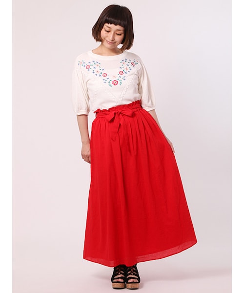 w closet（ダブルクローゼット）の「刺繍入りカノコ編みニット（トップス・レディース・オフホワイト/オレンジ/ブラック・FREE）」の13枚目の写真