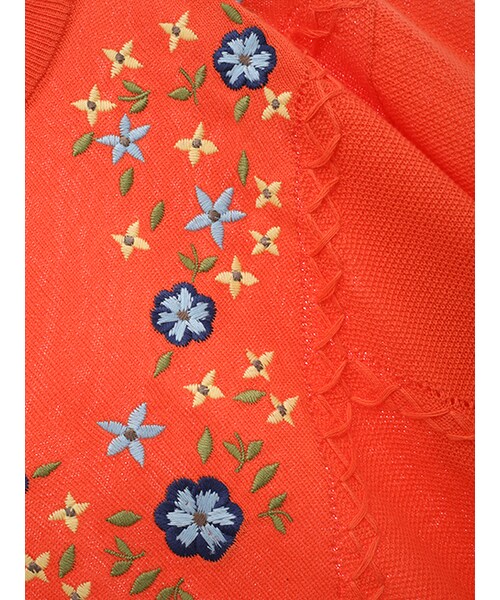 w closet（ダブルクローゼット）の「刺繍入りカノコ編みニット（トップス・レディース・オフホワイト/オレンジ/ブラック・FREE）」の10枚目の写真
