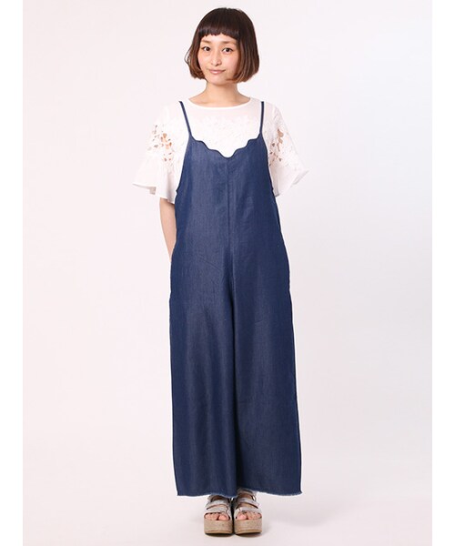 w closet（ダブルクローゼット）の「デニムキャミオールインワン（オールインワン・サロペット・レディース・ブルー/ネイビー・FREE）」の3枚目の写真