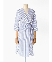 DHOLIC | Vネックストライプラップワンピース(ワンピース)