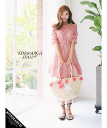 KORMARCH | ボンボンがポイントになったカゴバッグ(かごバッグ)