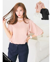 KORMARCH | V字スリットハーフスリーブTシャツ(Tシャツ/カットソー)