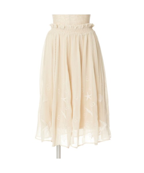 an another angelus（アンアナザーアンジェラス）の「シーモチーフ刺繍フレアーギャザースカート/an another angelus（スカート・レディース・その他）」の2枚目の写真