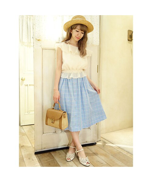 F i.n.t（フィント）の「パステルチェック前釦ギャザースカート/F i.n.t（スカート・レディース・その他）」の3枚目の写真