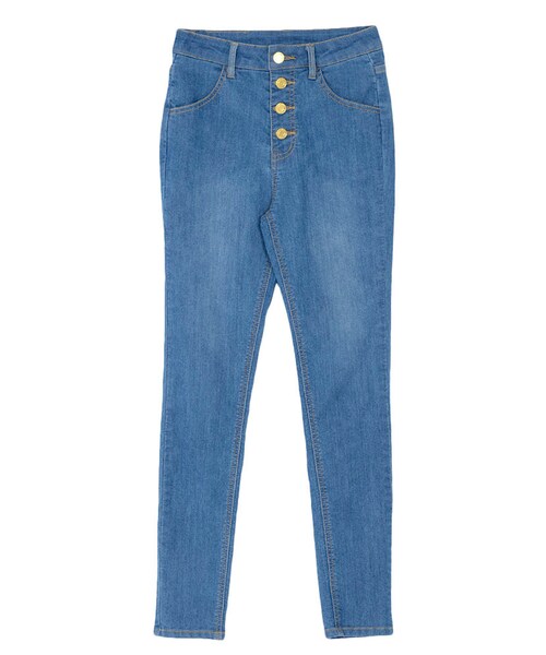 EVRIS(エヴリス)の「フロントボタンストレッチスキニーパンツ(パンツ・レディース・ブラック/アイスブルー/インディゴ・XS/S/M)」の2枚目の写真