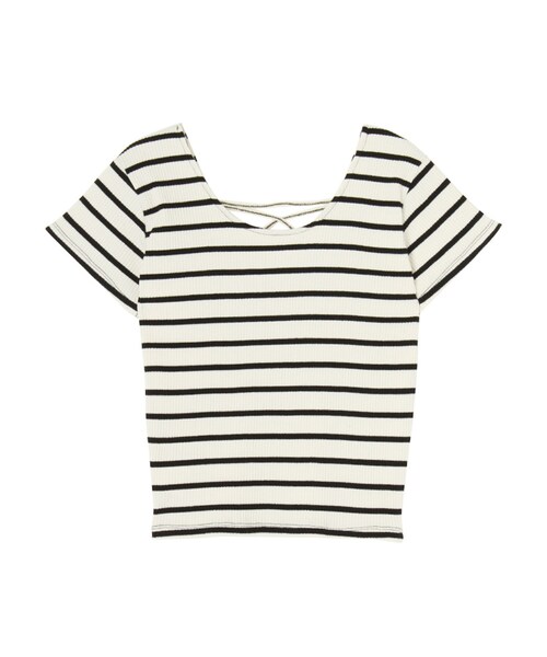 GYDA（ジェイダ）の「2WAYバインダーTシャツ（トップス・レディース・オフホワイト/ブラック/ピンク/ミックス/ダークミックス・F）」の3枚目の写真