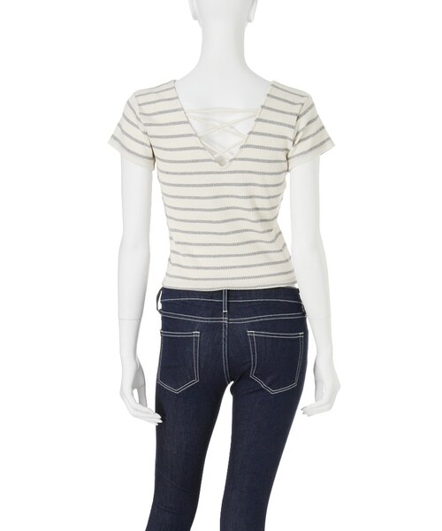 GYDA（ジェイダ）の「2WAYバインダーTシャツ（トップス・レディース・オフホワイト/ブラック/ピンク/ミックス/ダークミックス・F）」の14枚目の写真