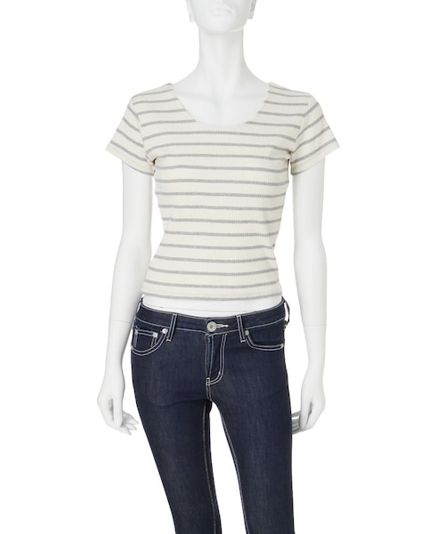 GYDA（ジェイダ）の「2WAYバインダーTシャツ（トップス・レディース・オフホワイト/ブラック/ピンク/ミックス/ダークミックス・F）」の12枚目の写真