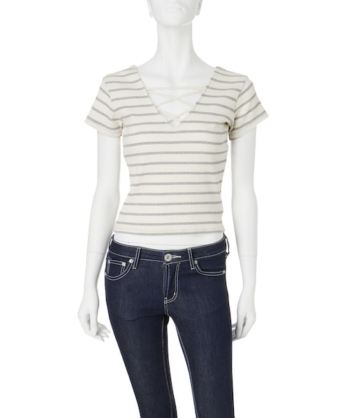 GYDA（ジェイダ）の「2WAYバインダーTシャツ（トップス・レディース・オフホワイト/ブラック/ピンク/ミックス/ダークミックス・F）」の19枚目の写真