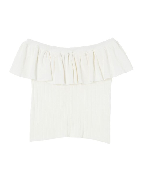 MERCURYDUO(マーキュリーデュオ)の「【DUO】 オフショルラッフルトップス(トップス・レディース・オフホワイト/ベビーピンク/ネイビー・F)」の1枚目の写真