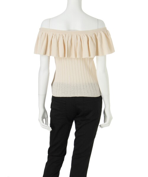 MERCURYDUO(マーキュリーデュオ)の「【DUO】 オフショルラッフルトップス(トップス・レディース・オフホワイト/ベビーピンク/ネイビー・F)」の12枚目の写真